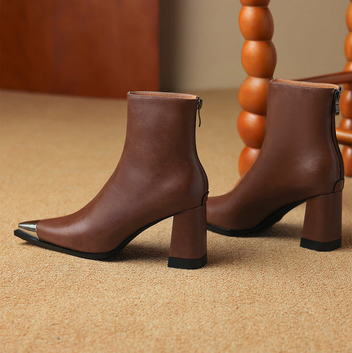 Boots For Women | Block Heel Pointed Closed Toe