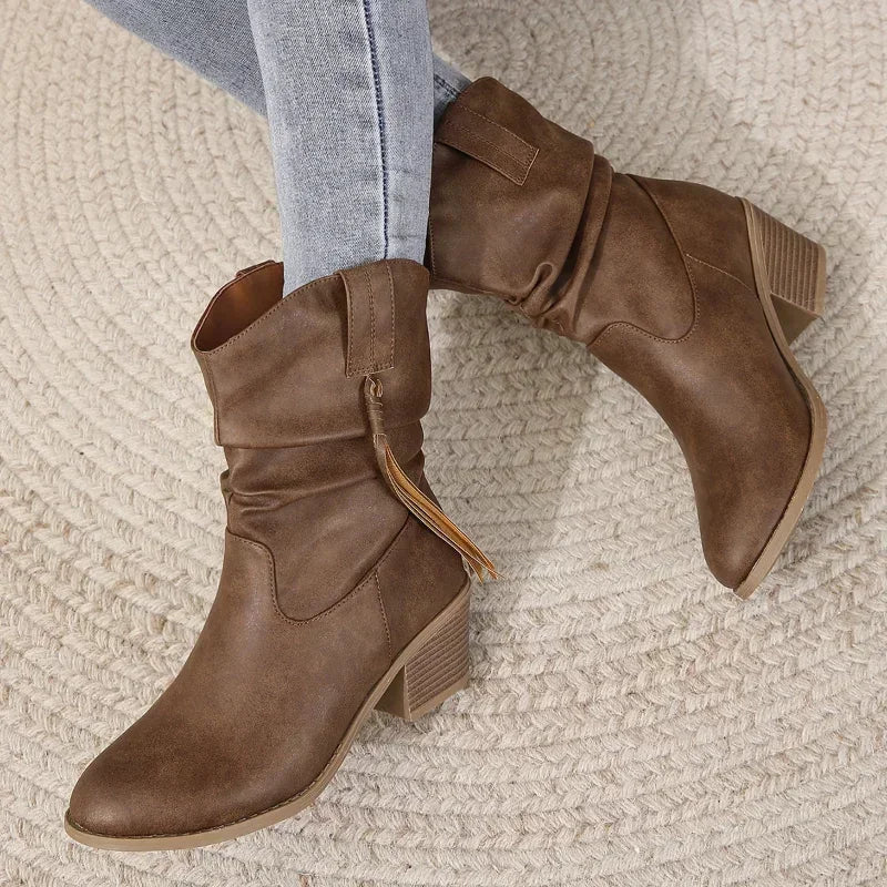 Boots for Women | Block Heel Side Tie