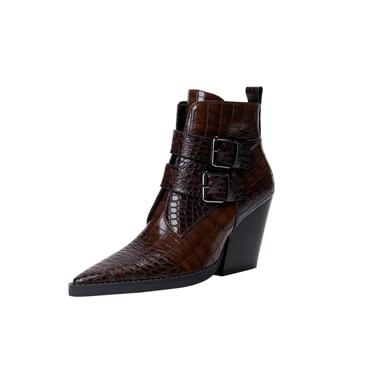 Boots For Women | Pointed Toe Buckle Strap Details