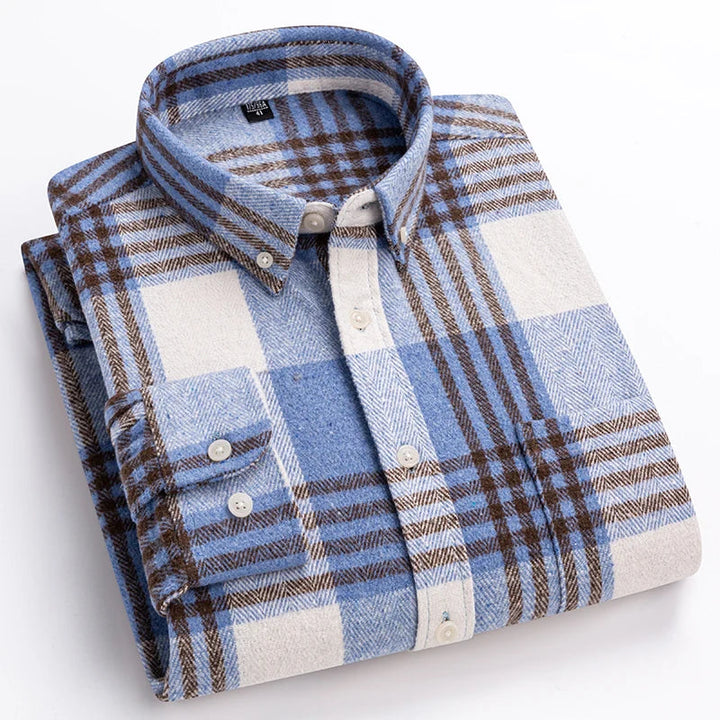 Men’s Long Sleeve Shirt | Plaid Button Front
