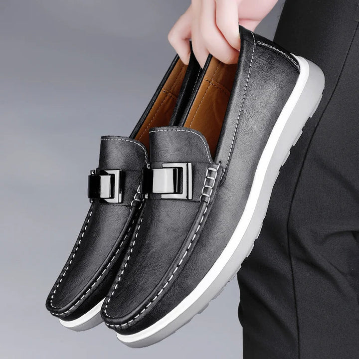 Men's Comfortable Loafers | Metal Bar Detail