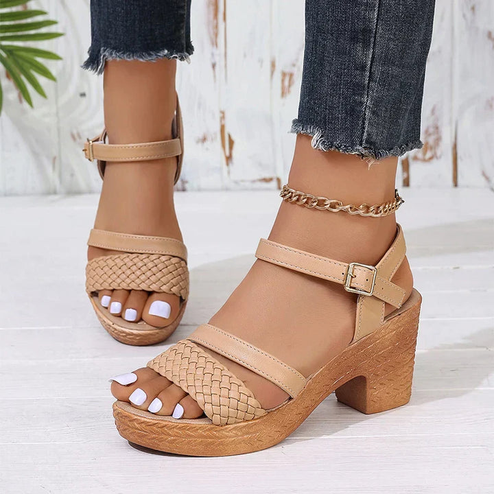 Sandals For Women | Block Heel Braided Strap