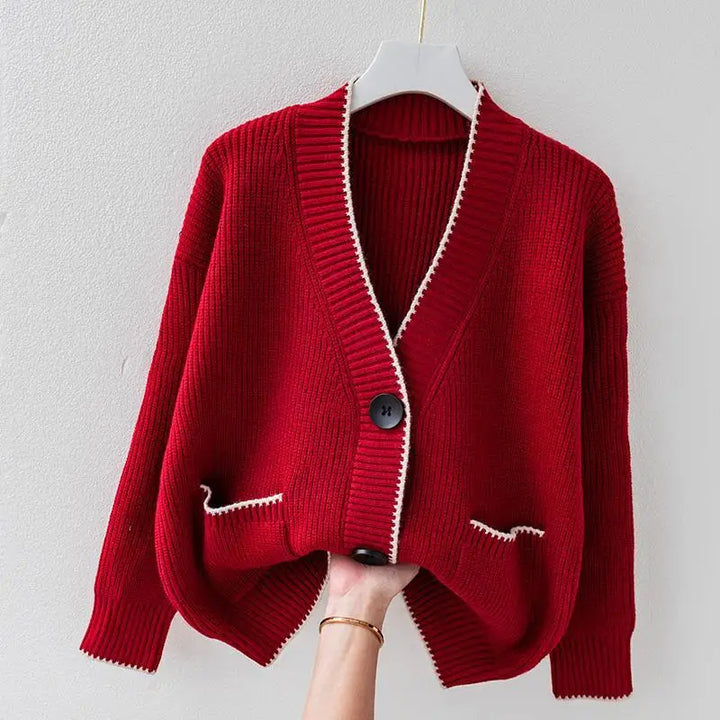 Women's Cardigan | V-Neckline Front Patch Pockets