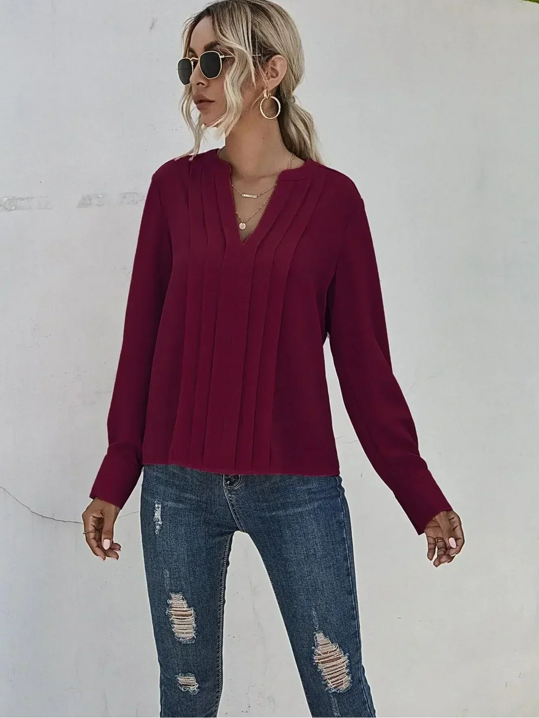 Women’s Blouse | V-Neck Pleated