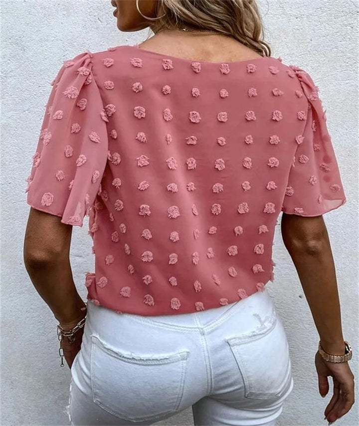 Women’s Blouse | Flutter Sleeve Textured