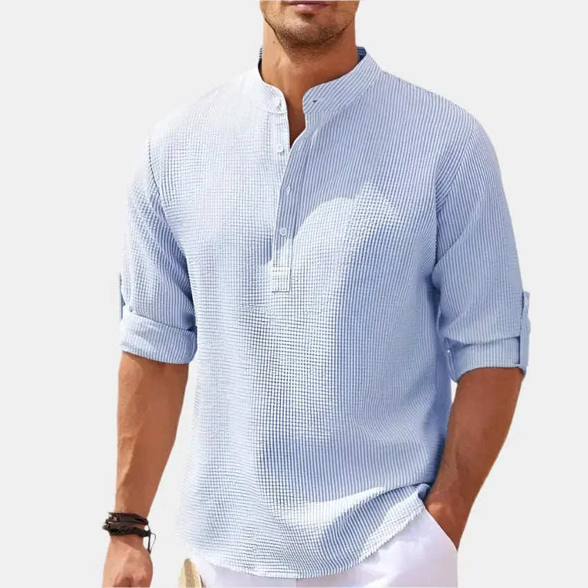 Men’s Shirt | Short Sleeve Stand Collar