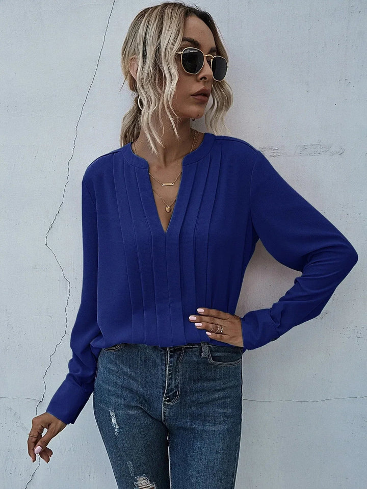 Women’s Blouse | V-Neck Pleated
