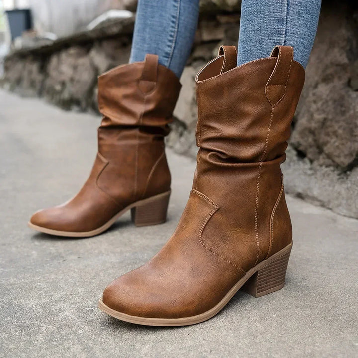 Boots for Women | Slouchy Block Heel Mid Calf