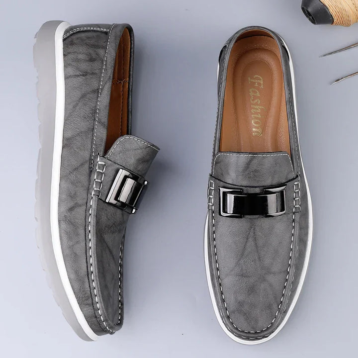 Men's Comfortable Loafers | Metal Bar Detail