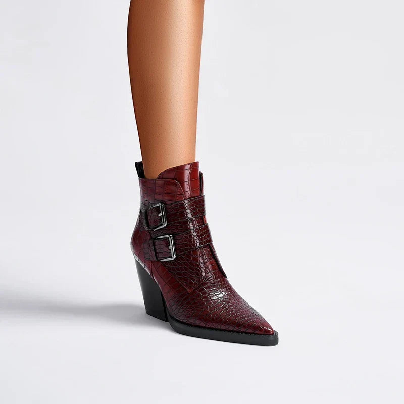 Boots For Women | Pointed Toe Buckle Strap Details