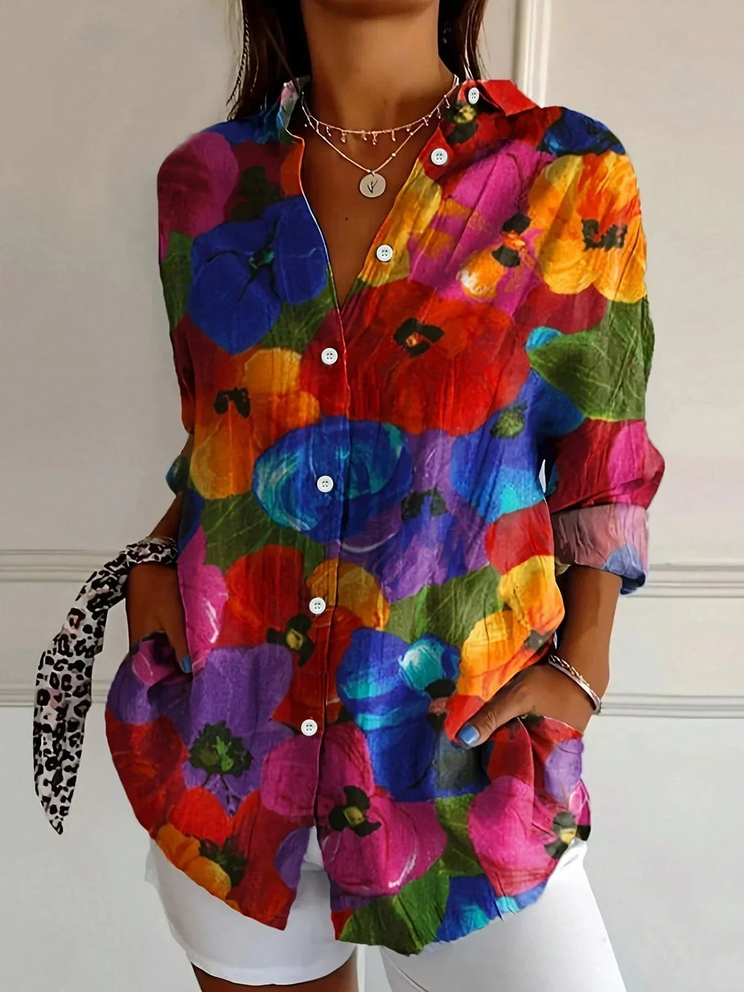 Women's Blouse | Button Front Abstract Print