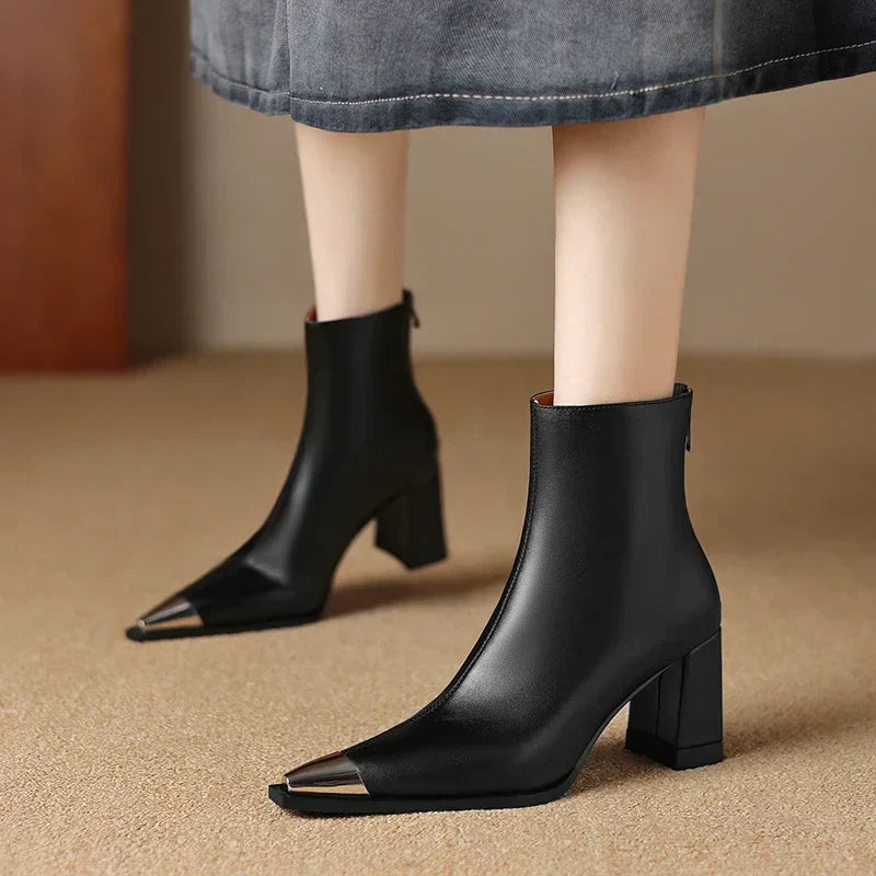 Boots For Women | Block Heel Pointed Closed Toe