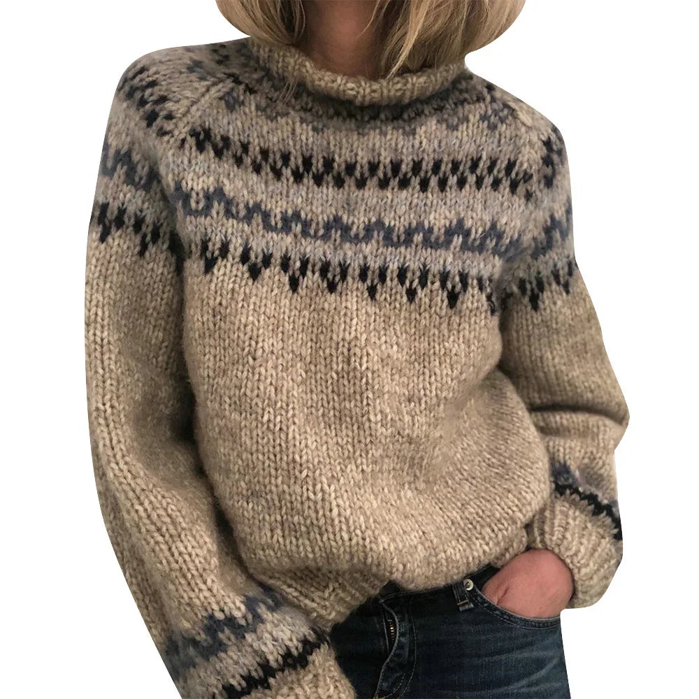 Women’s Sweater | Turtleneck Pattern Band