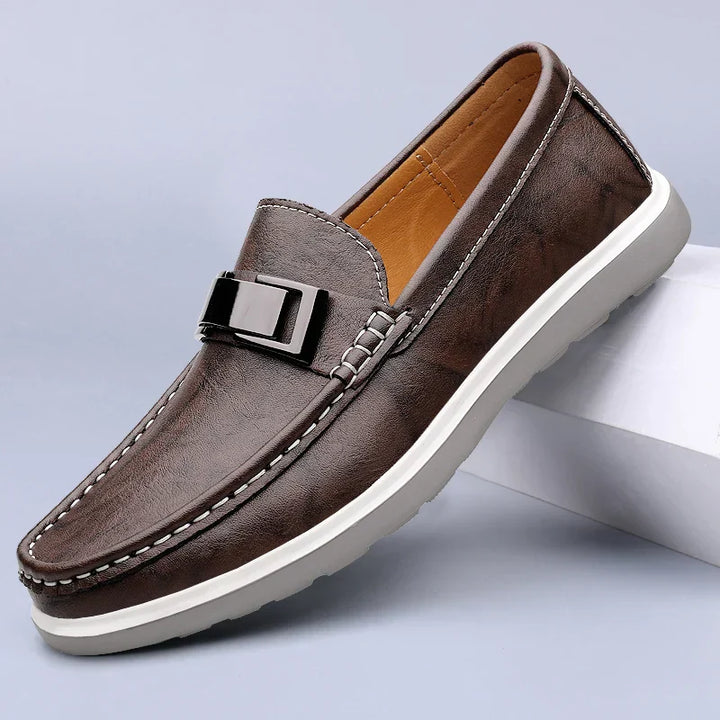 Men's Comfortable Loafers | Metal Bar Detail