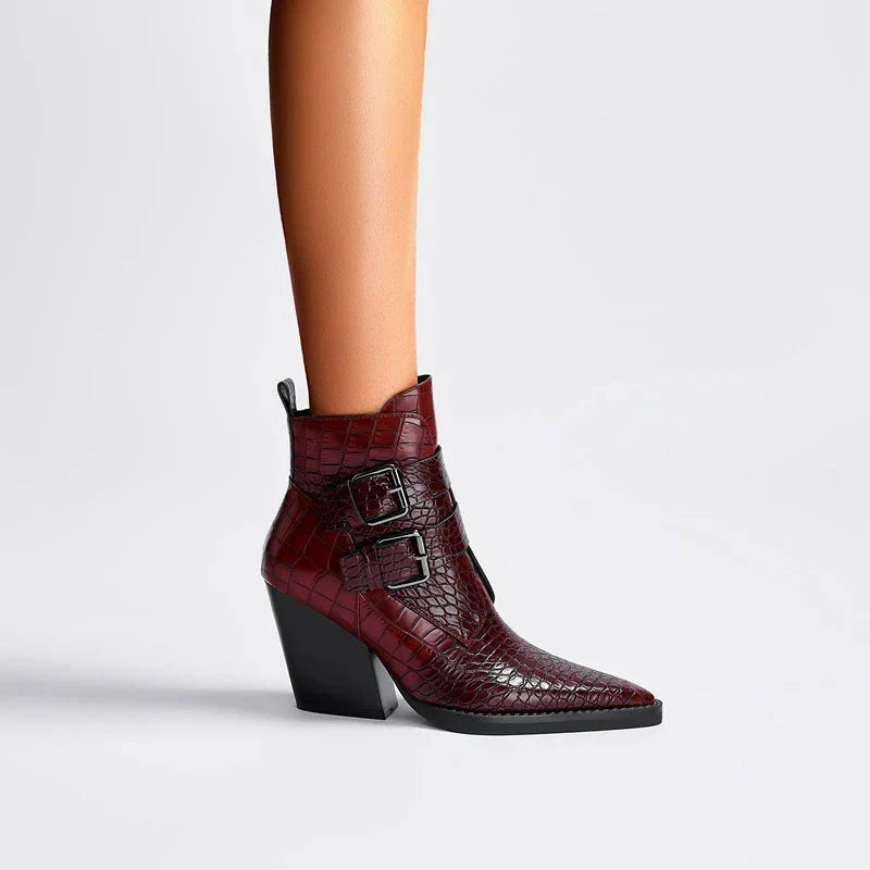 Boots For Women | Pointed Toe Buckle Strap Details