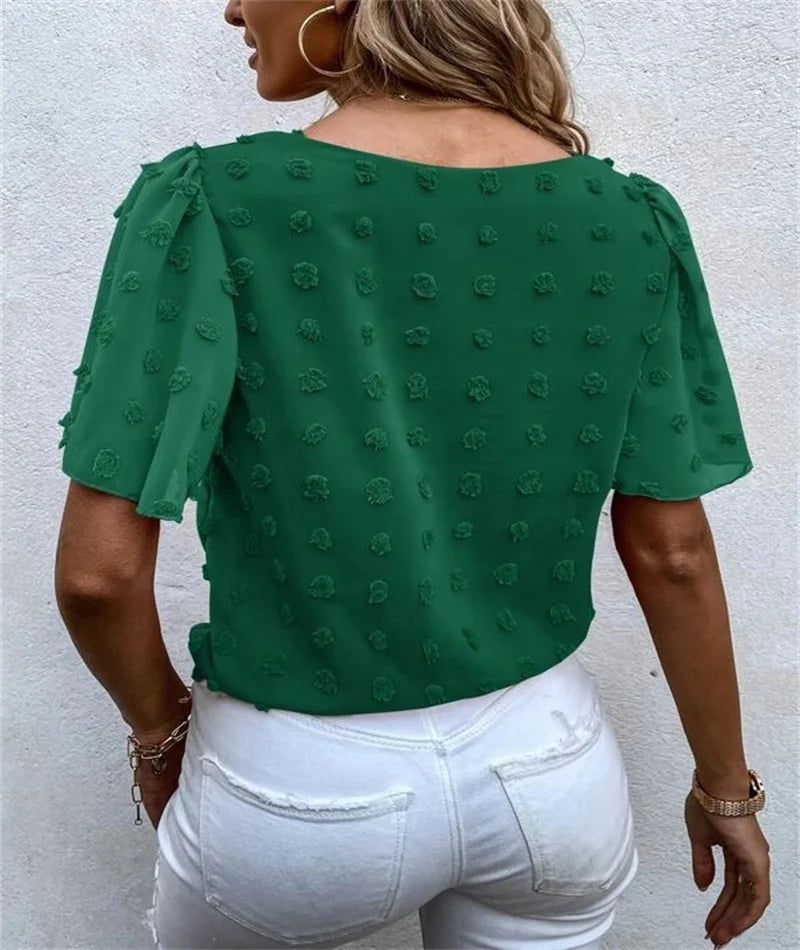 Women’s Blouse | Flutter Sleeve Textured