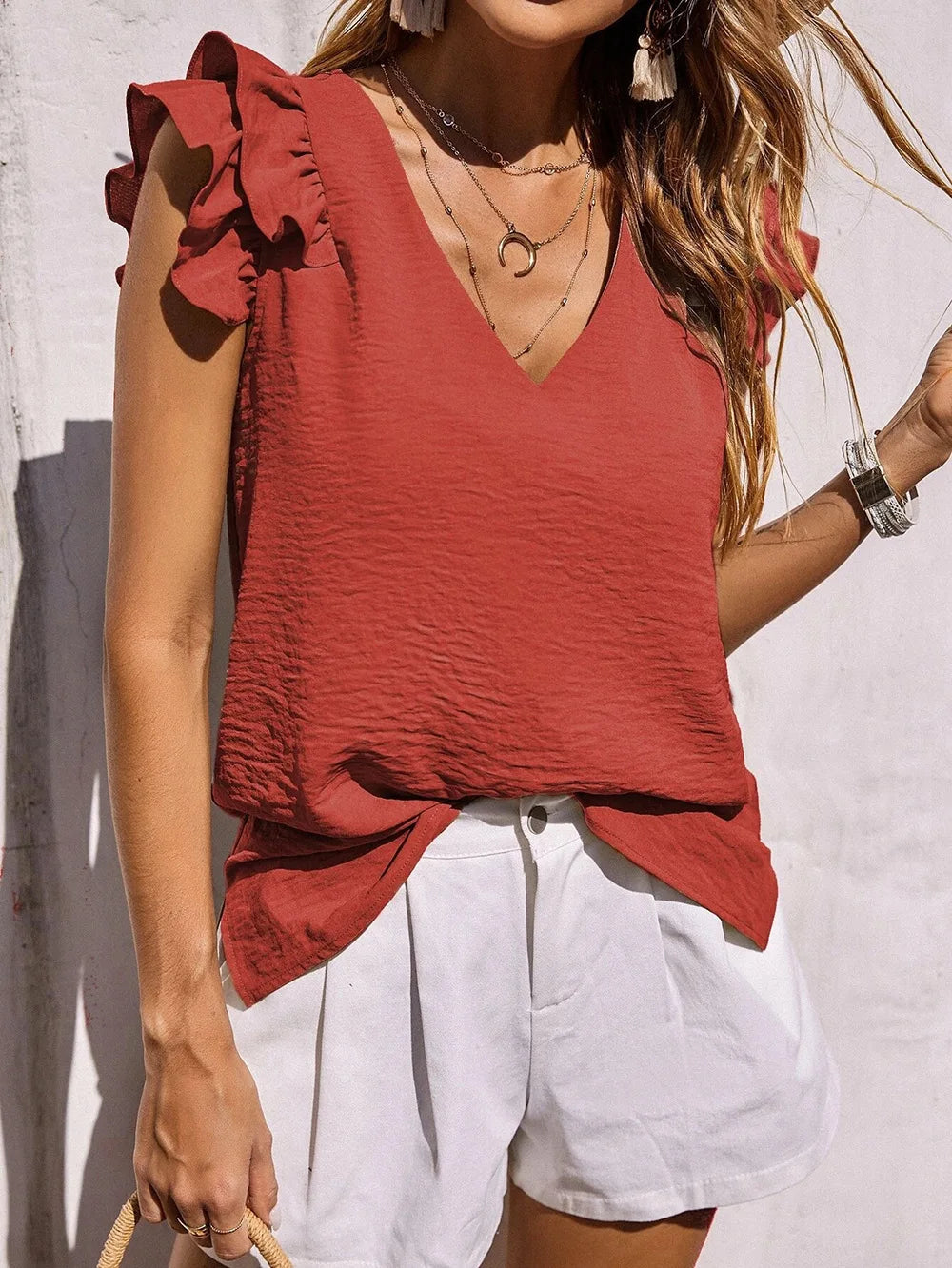 Women’s Blouse | V-Neck Ruffle Sleeves