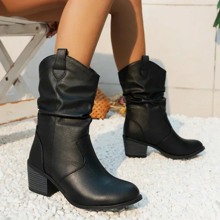 Boots for Women | Slouchy Block Heel Mid Calf