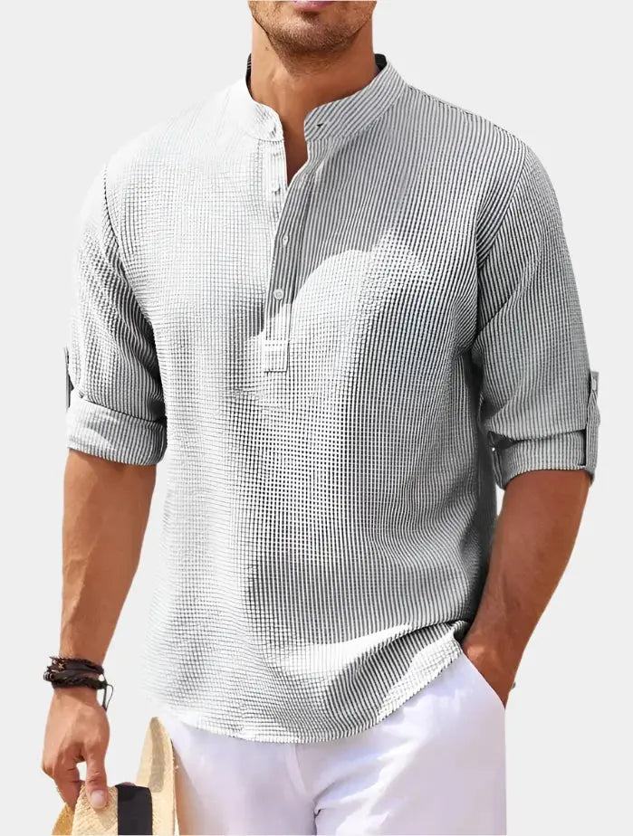 Men’s Shirt | Short Sleeve Stand Collar