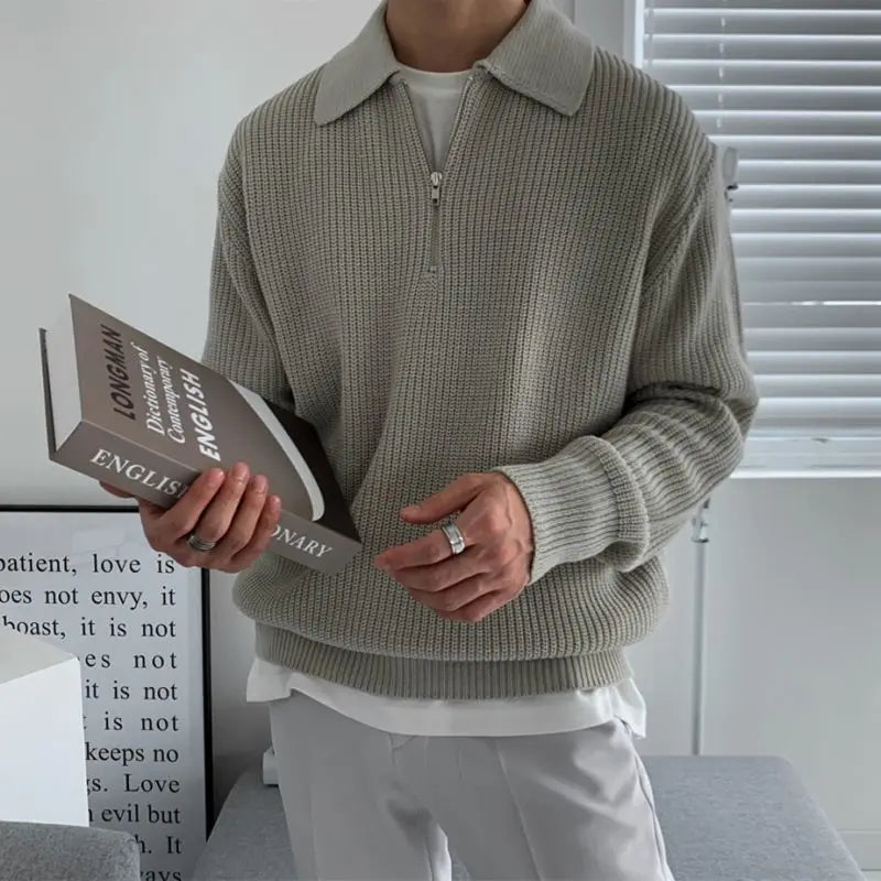 Men’s Sweater | Quarter Zip Textured Knit