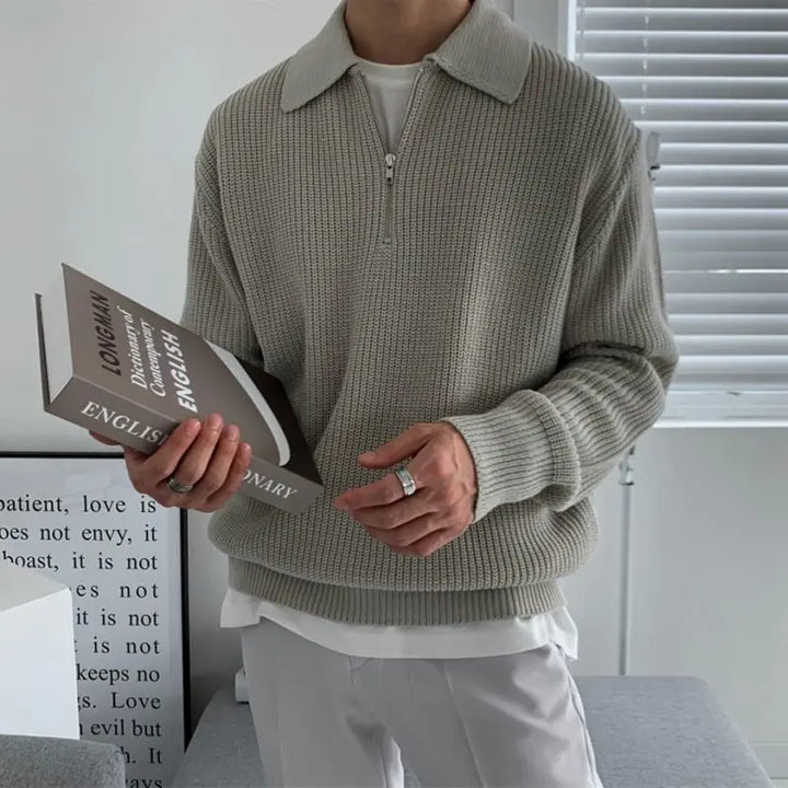 Men’s Sweater | Quarter Zip Textured Knit