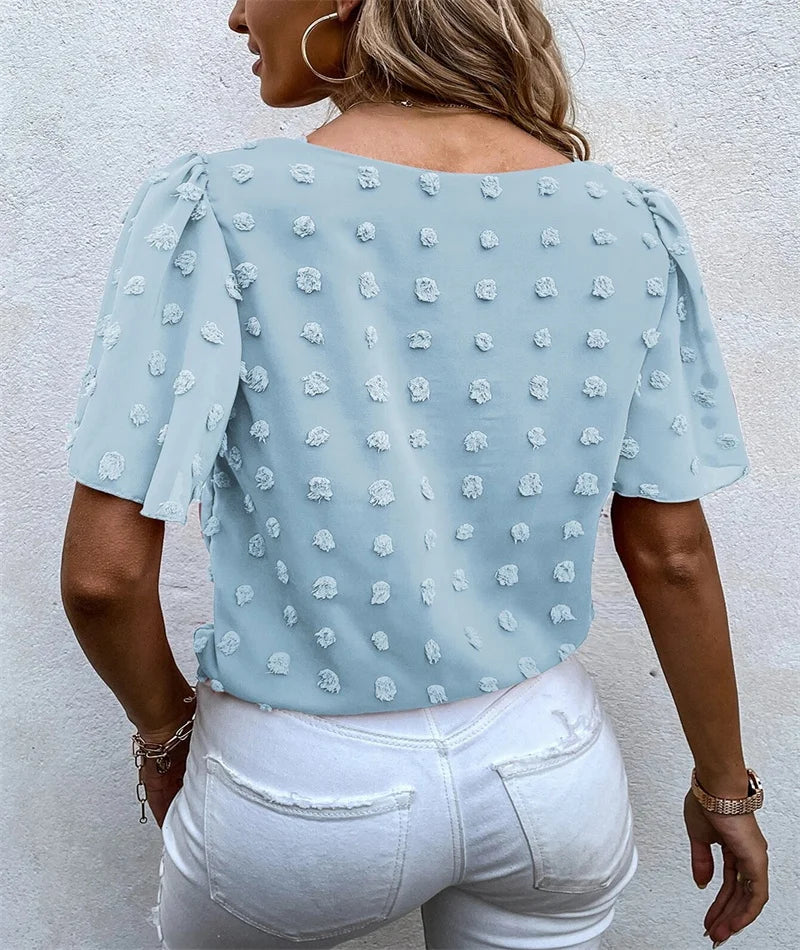 Women’s Blouse | Flutter Sleeve Textured