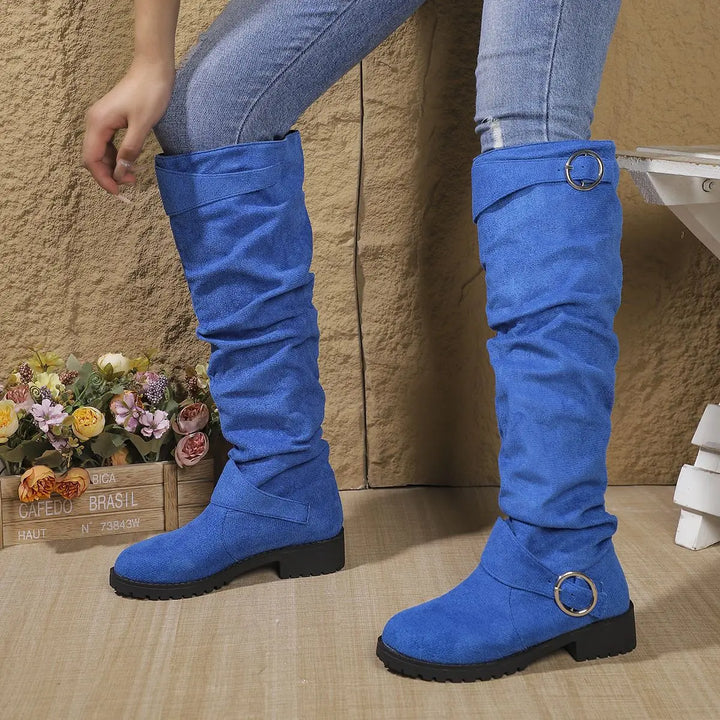Knee High Boots for Women | Low Block Decorative Ring Accents