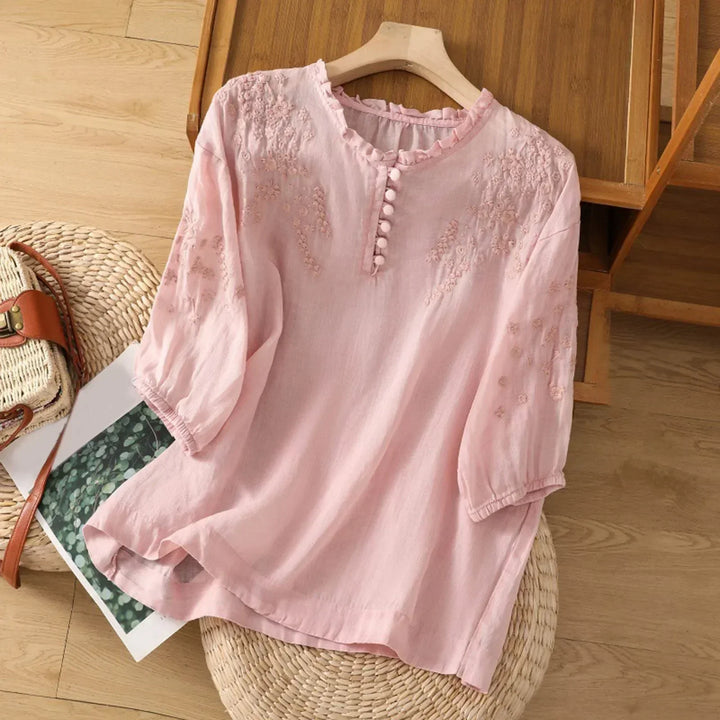Women's Blouse | Front Detail Partial Button