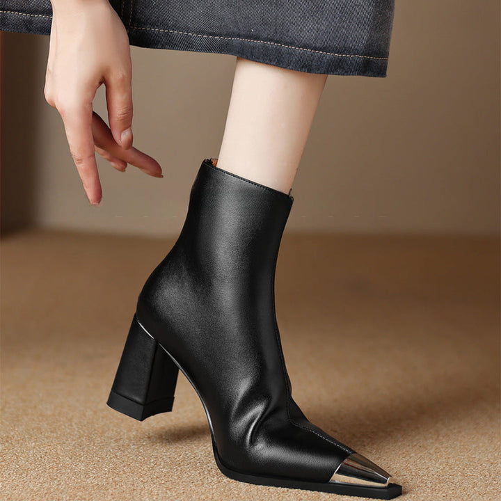 Boots For Women | Block Heel Pointed Closed Toe