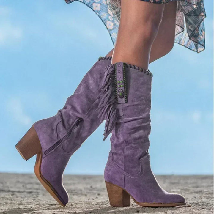 Knee High Boots for Women | Fringe Mid-calf Height