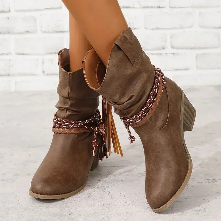 Boots for Women | Block Heel Side Tie