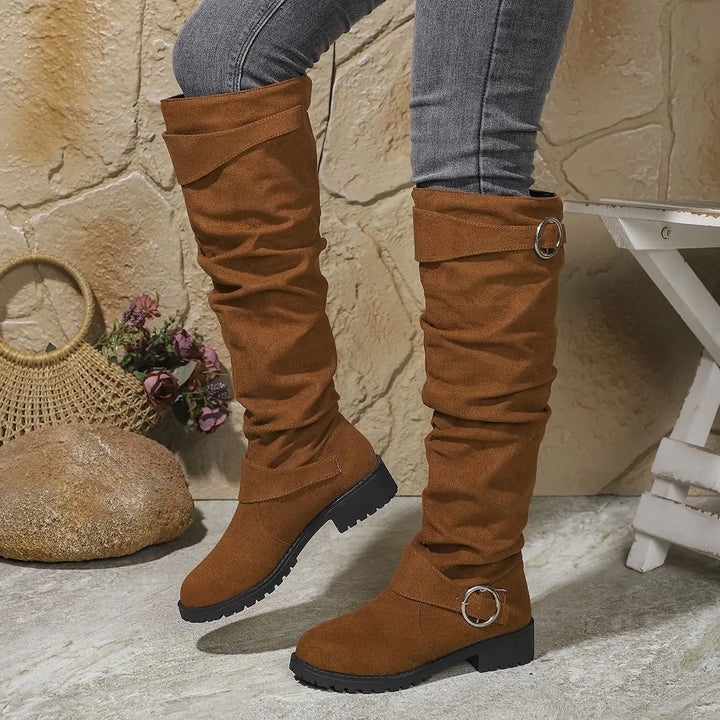 Knee High Boots for Women | Low Block Decorative Ring Accents
