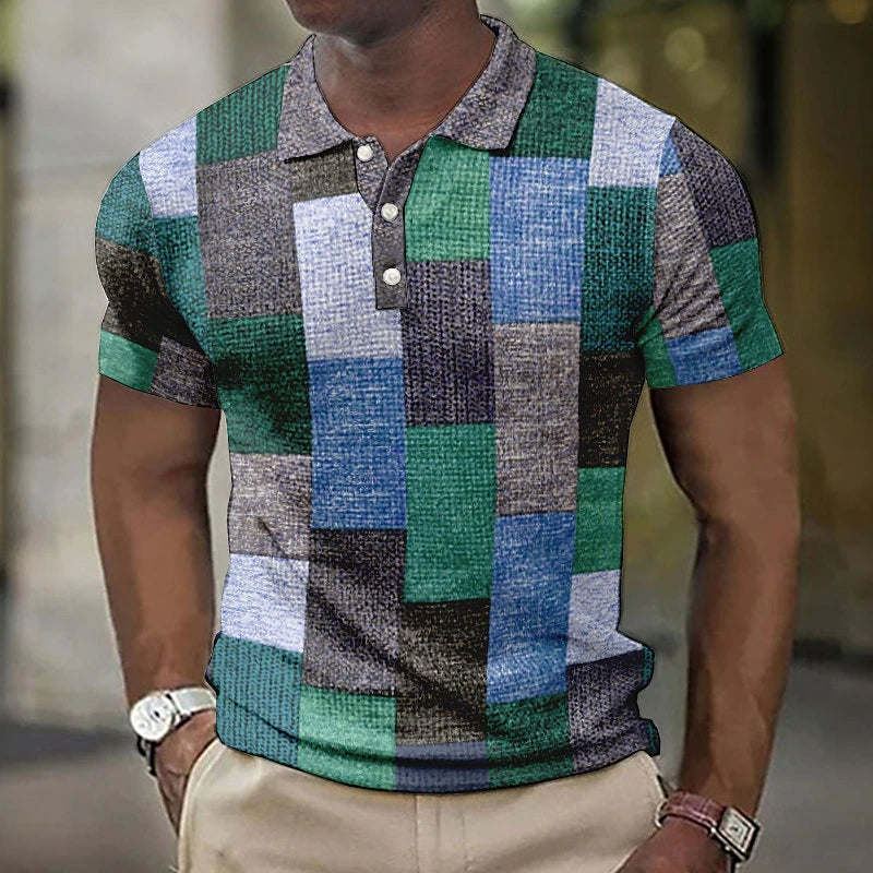 Men’s Polo Shirt | Patchwork Block Print