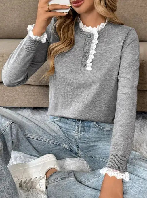 Women's Sweater | Button Placket Long Sleeves