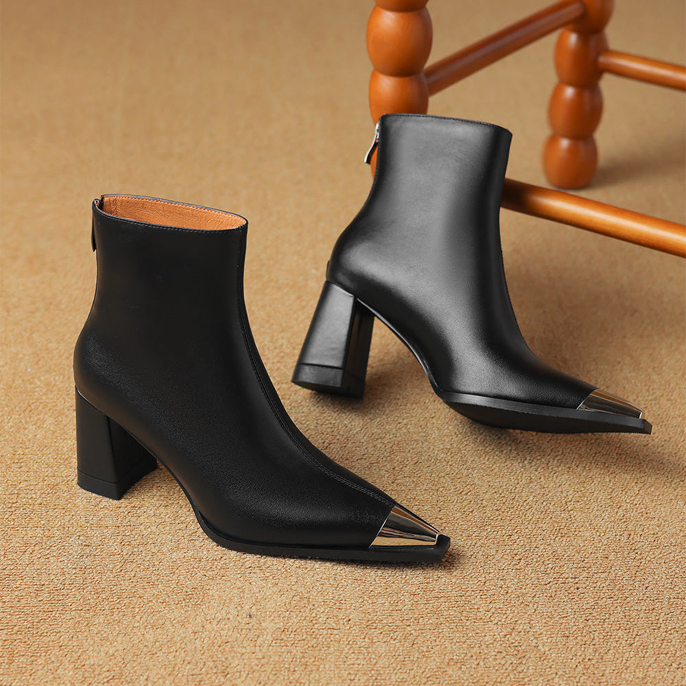 Boots For Women | Block Heel Pointed Closed Toe