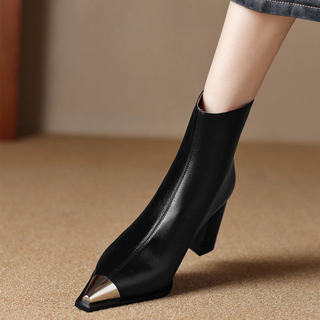 Boots For Women | Block Heel Pointed Closed Toe