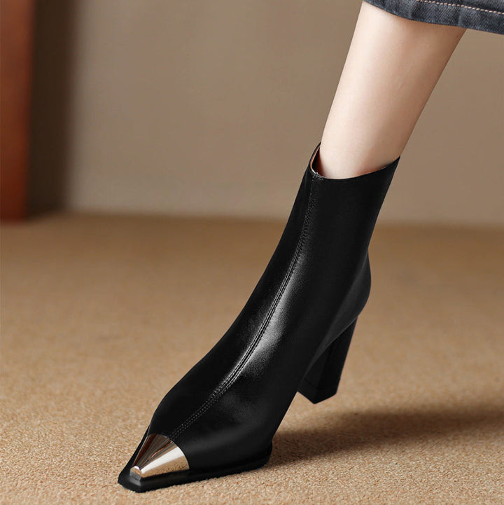 Boots For Women | Block Heel Pointed Closed Toe