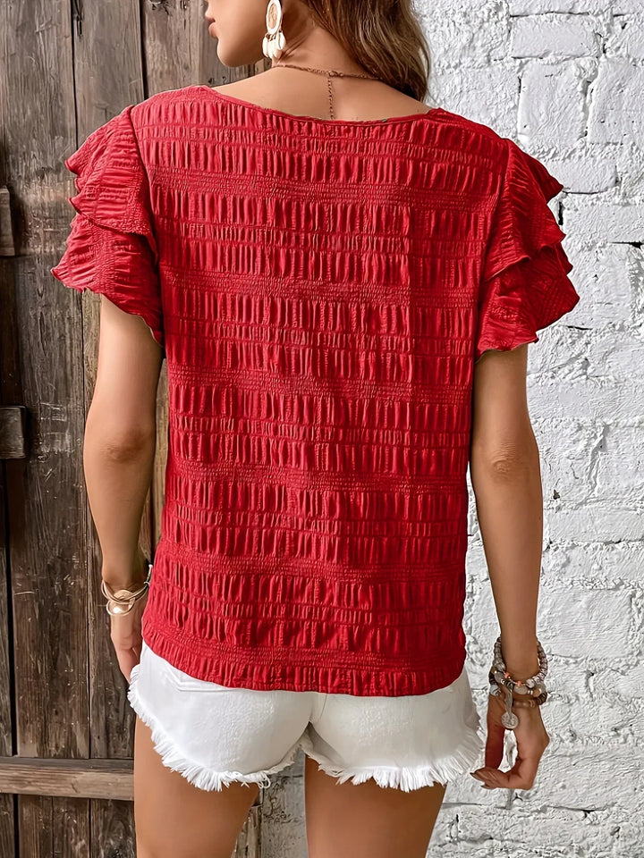 Women’s Blouse | Textured Surface Ruffle Sleeve