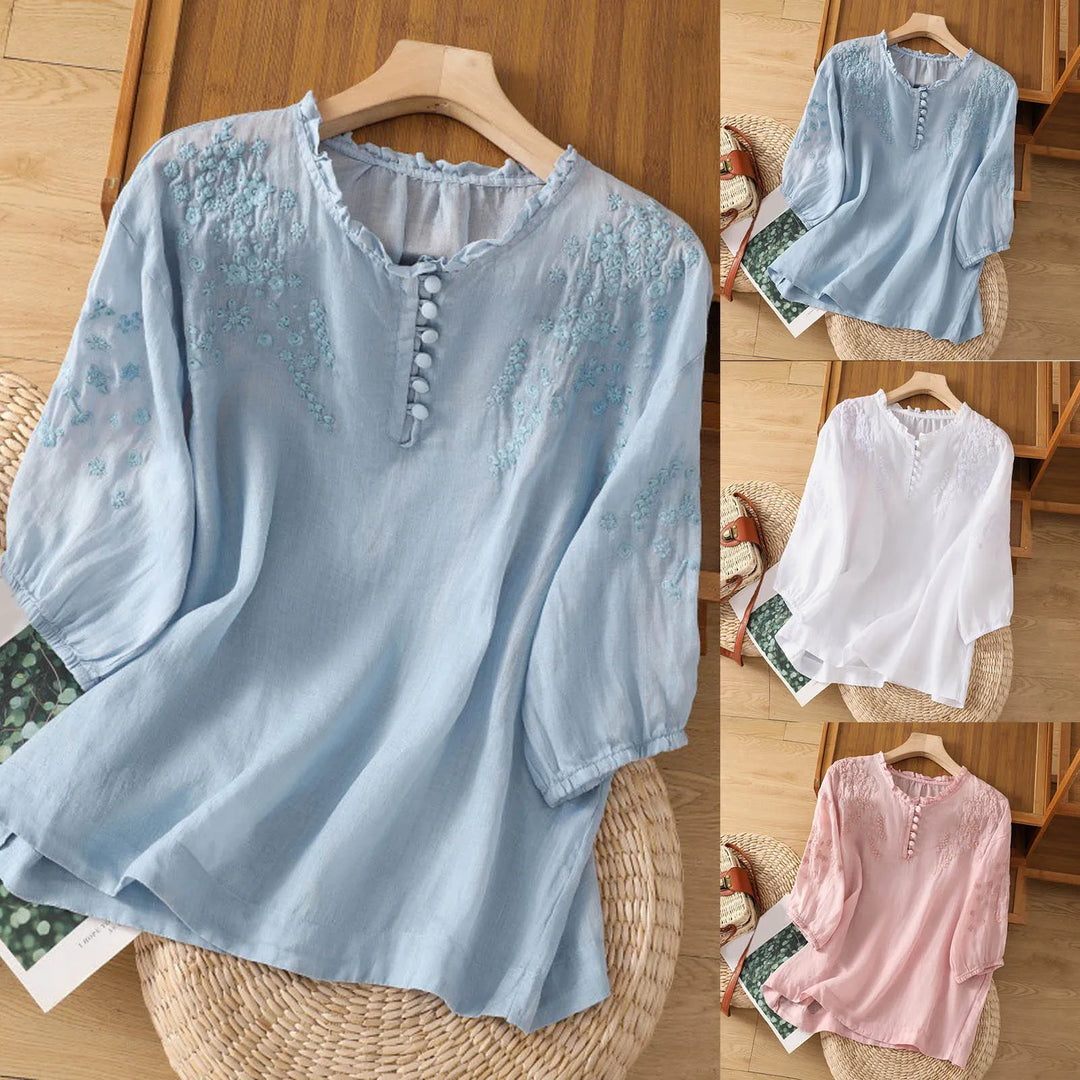 Women's Blouse | Front Detail Partial Button