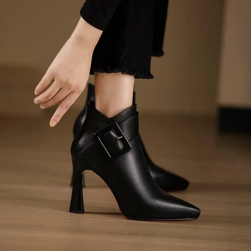 Boots For Women | Buckle Strap High Heel Structure