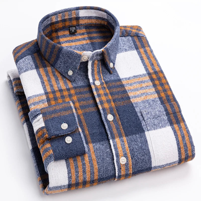 Men’s Long Sleeve Shirt | Plaid Button Front