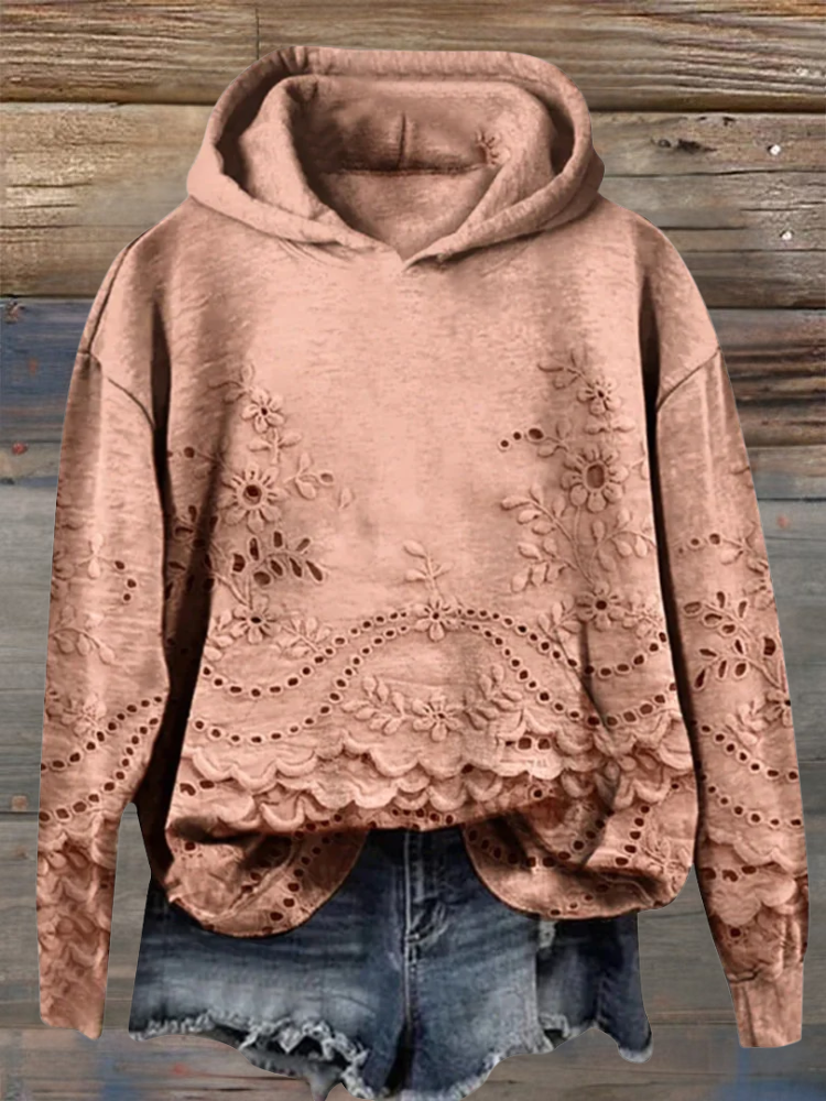 Women’s Hoodie | Floral Eyelet Cutwork