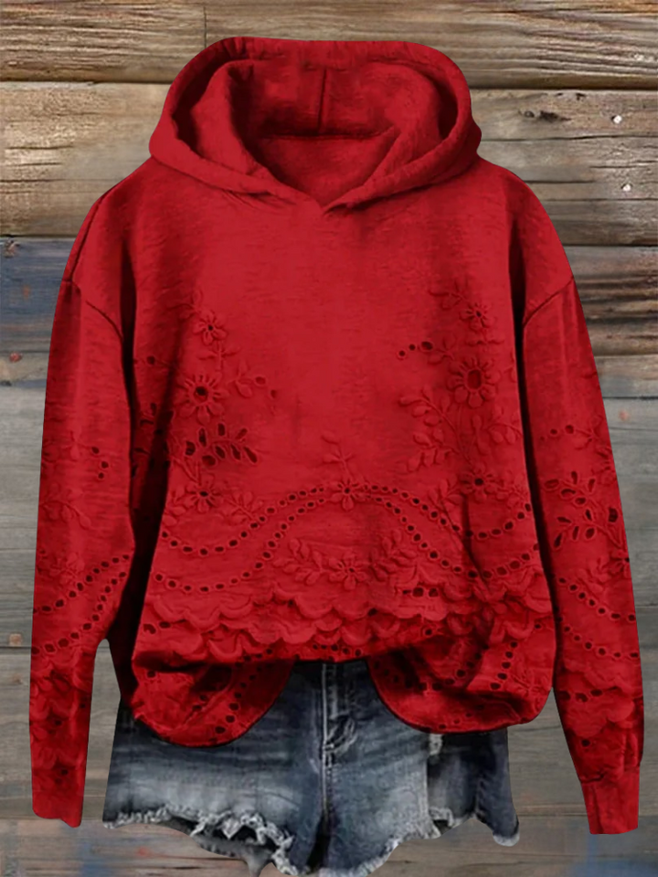 Women’s Hoodie | Floral Eyelet Cutwork