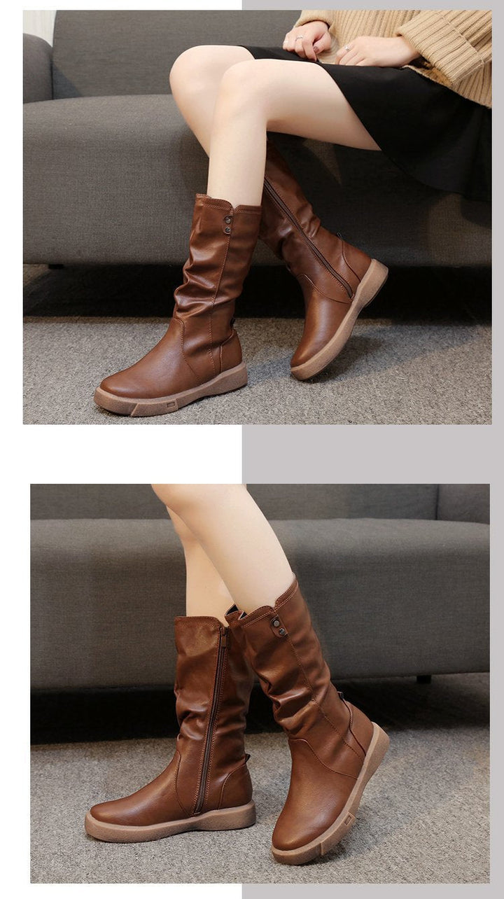 Boots For Women | Mid-Calf Flat Sole Base
