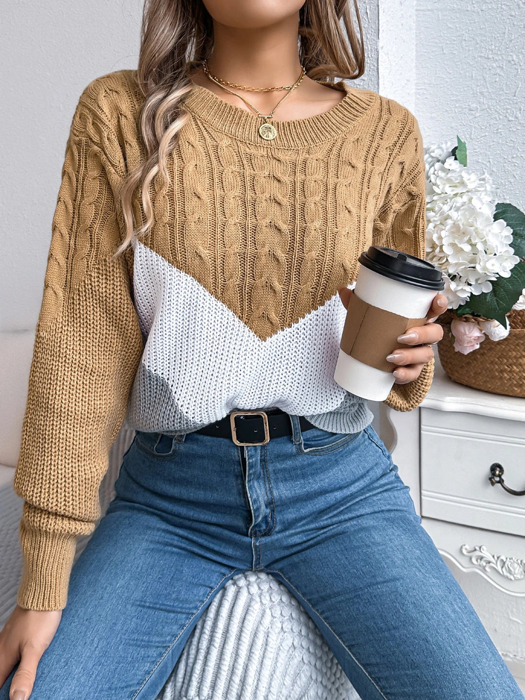 Women’s Sweater | Long Sleeve Contrast Panel