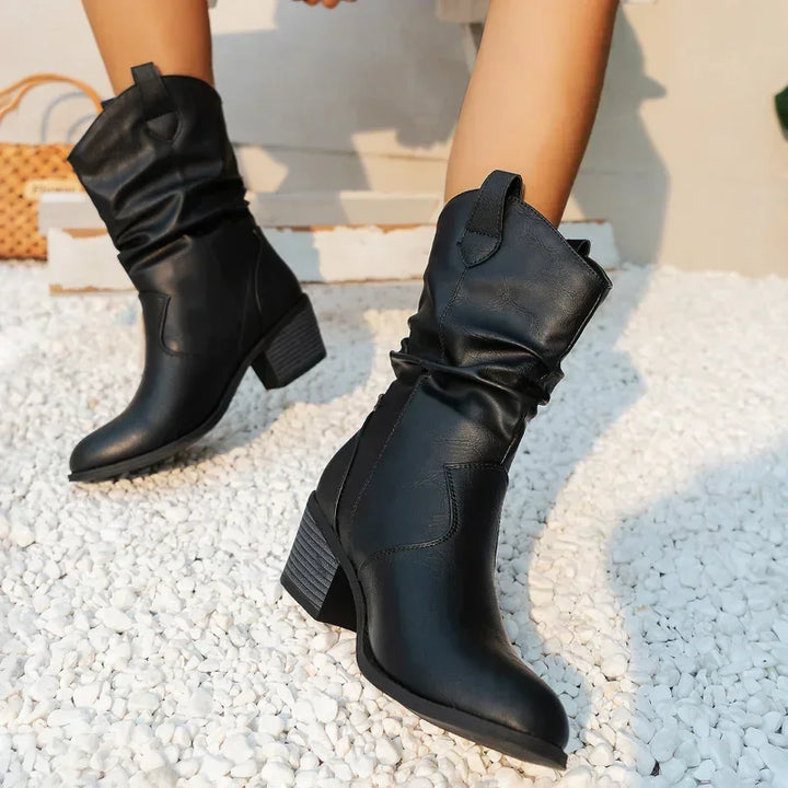 Boots for Women | Slouchy Block Heel Mid Calf