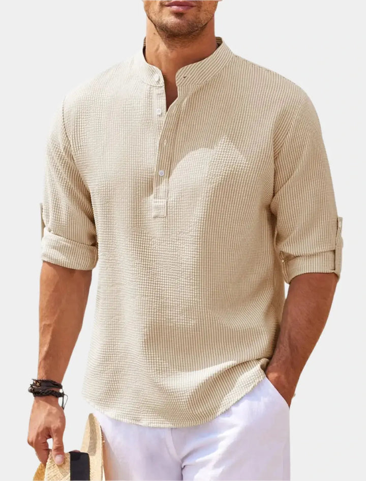 Men’s Shirt | Short Sleeve Stand Collar