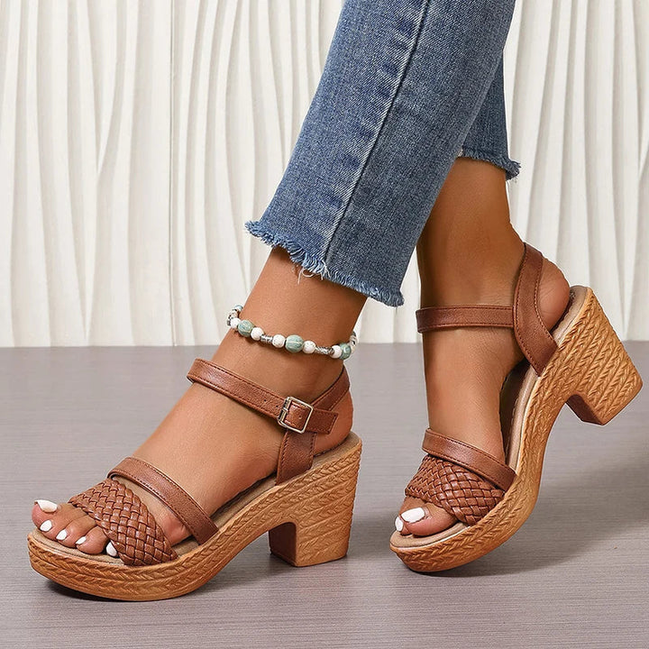 Sandals For Women | Block Heel Braided Strap