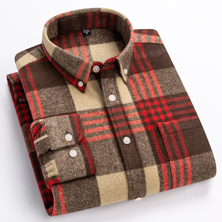 Men’s Long Sleeve Shirt | Plaid Button Front