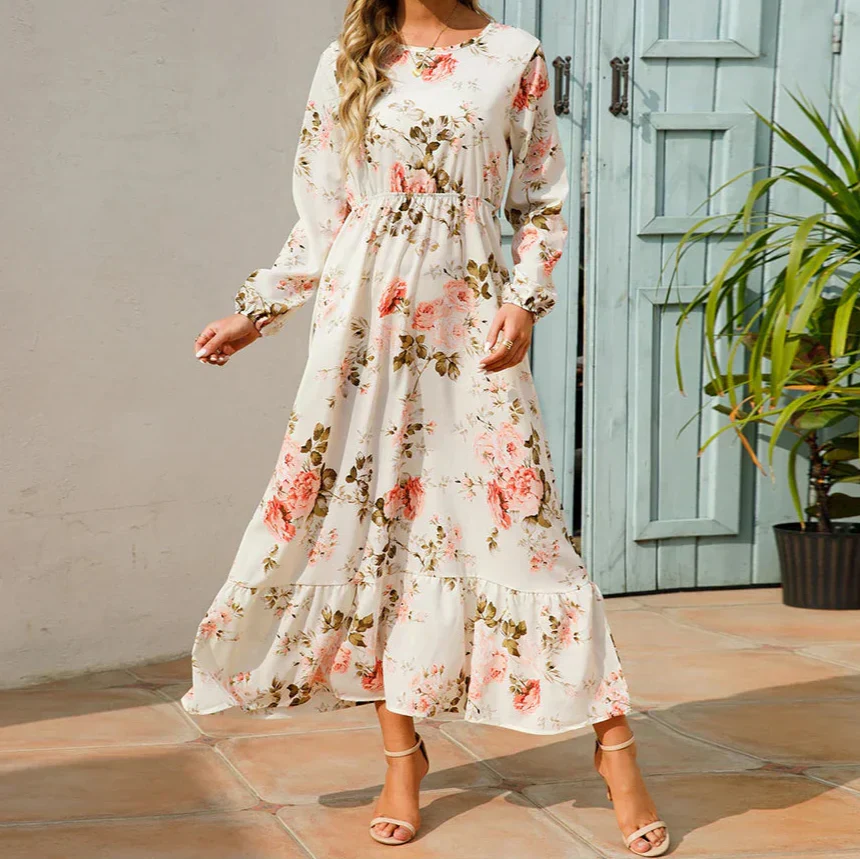 Women’s Dress | Floral Long-Sleeved Maxi